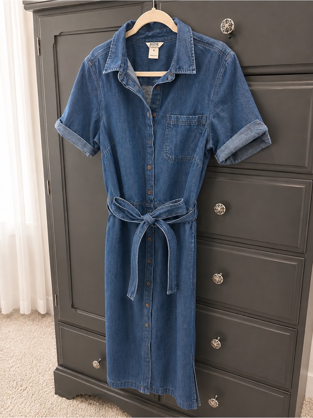 Duluth Denim Midi Dress with Tie Waist